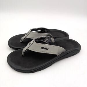 OluKai Ohana Beach Water Resistant Flip Flop Sandals Men's Gray Size US10 EU43